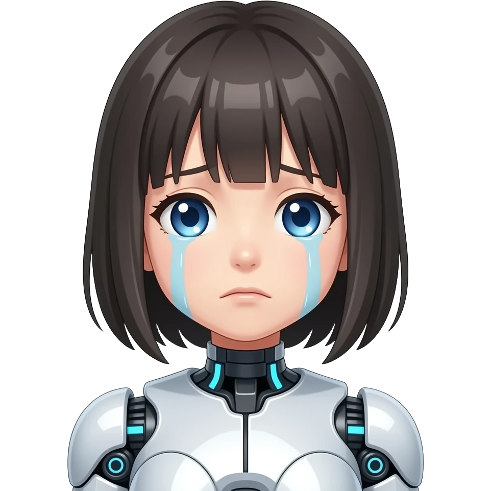 sad cry anime robot girl emoji