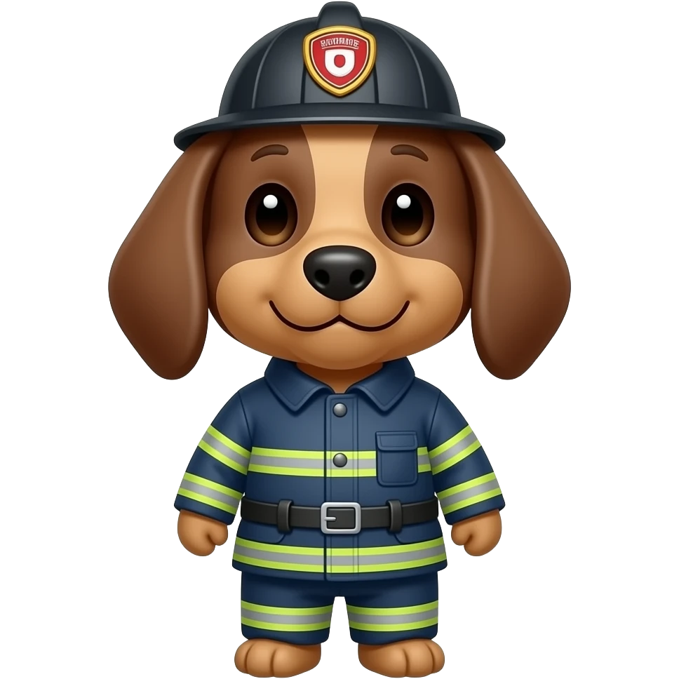 Hund,süß,braunes fell,als feuerwehrmann emoji