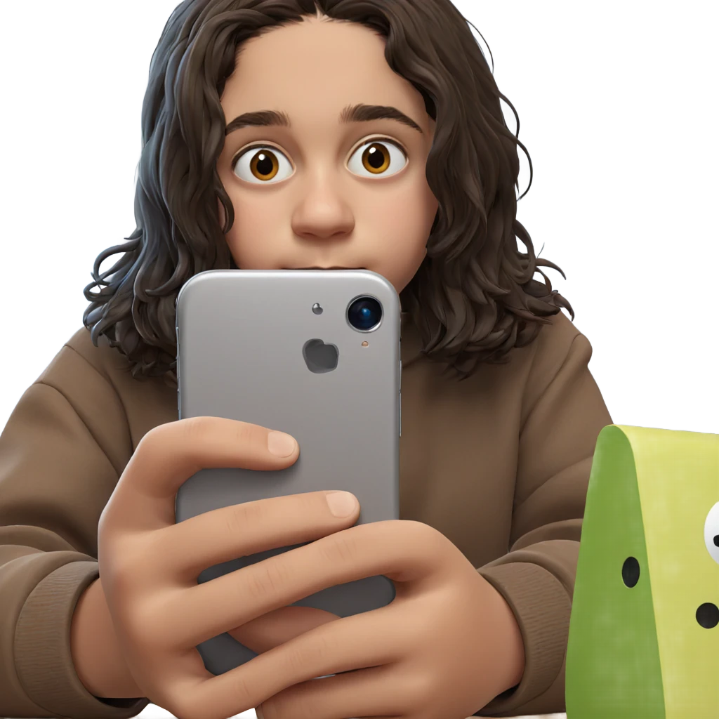 boy with phone indoors emoji