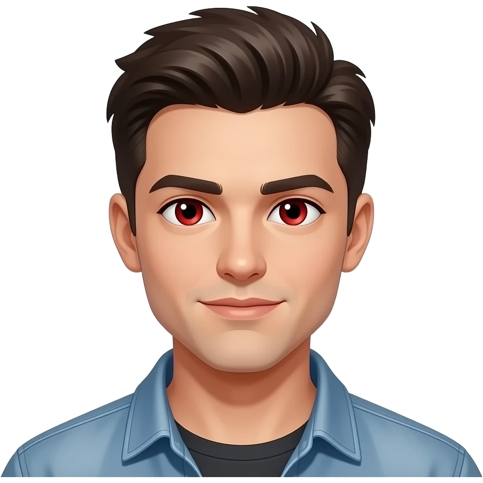 handsome guy with red eys emoji