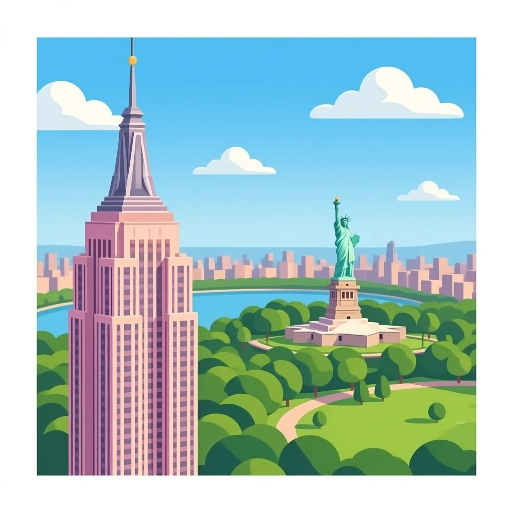 High Pink Building  in New York in Central Park Conservancy leaver lestatue-of-liberty emoji