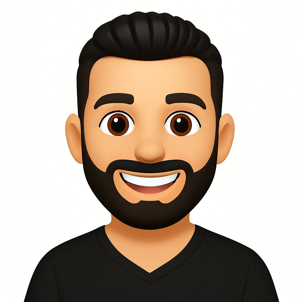 turn the second man in emoji style of the 1st image, match the facial features and clothes emoji