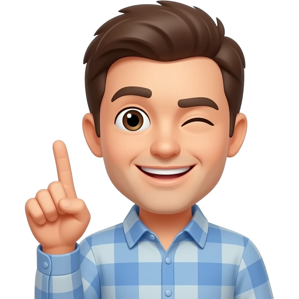 One brow up with a smile and he’s wagging his finger back and forth emoji