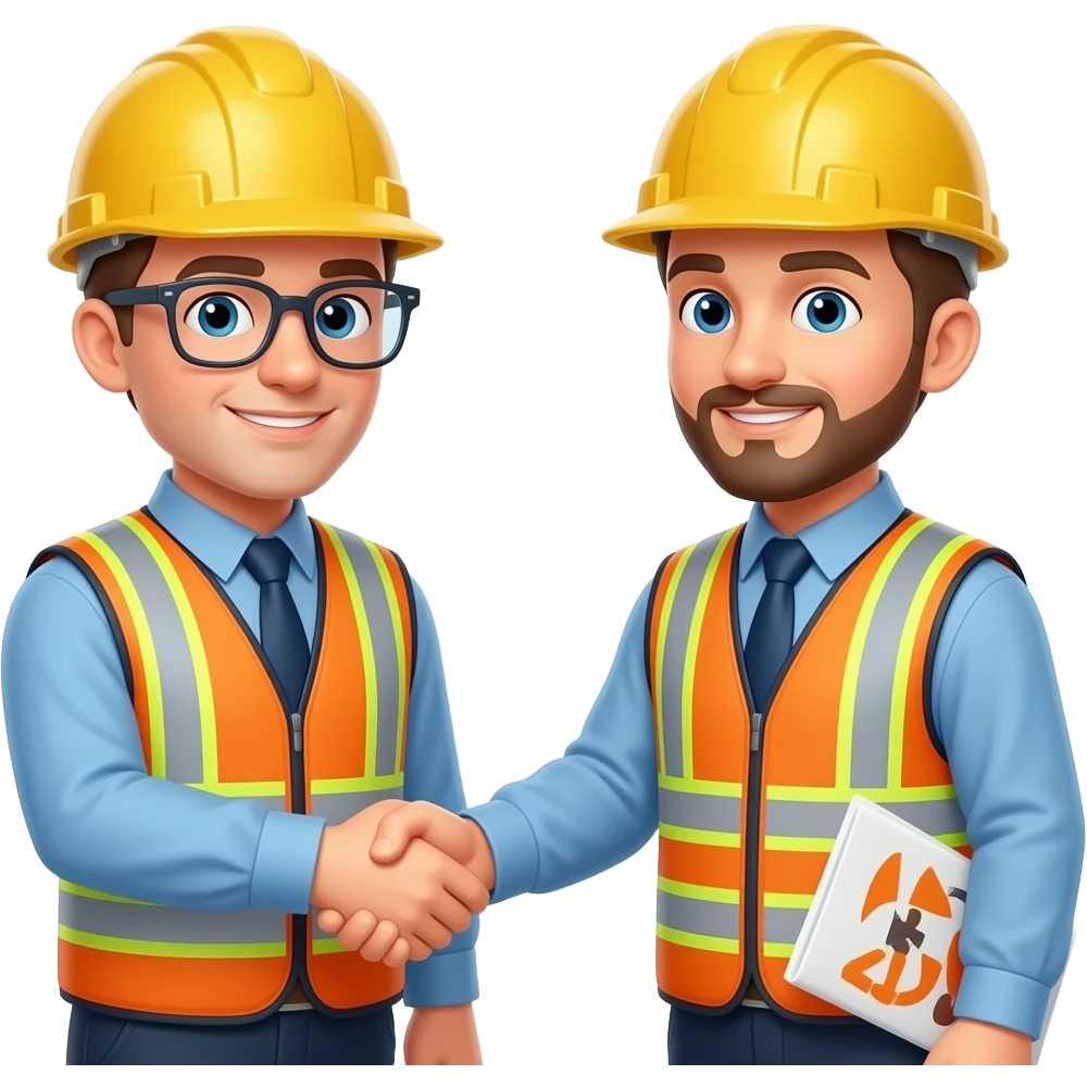 Petroleum engineer and geologist meeting and shaking hands emoji