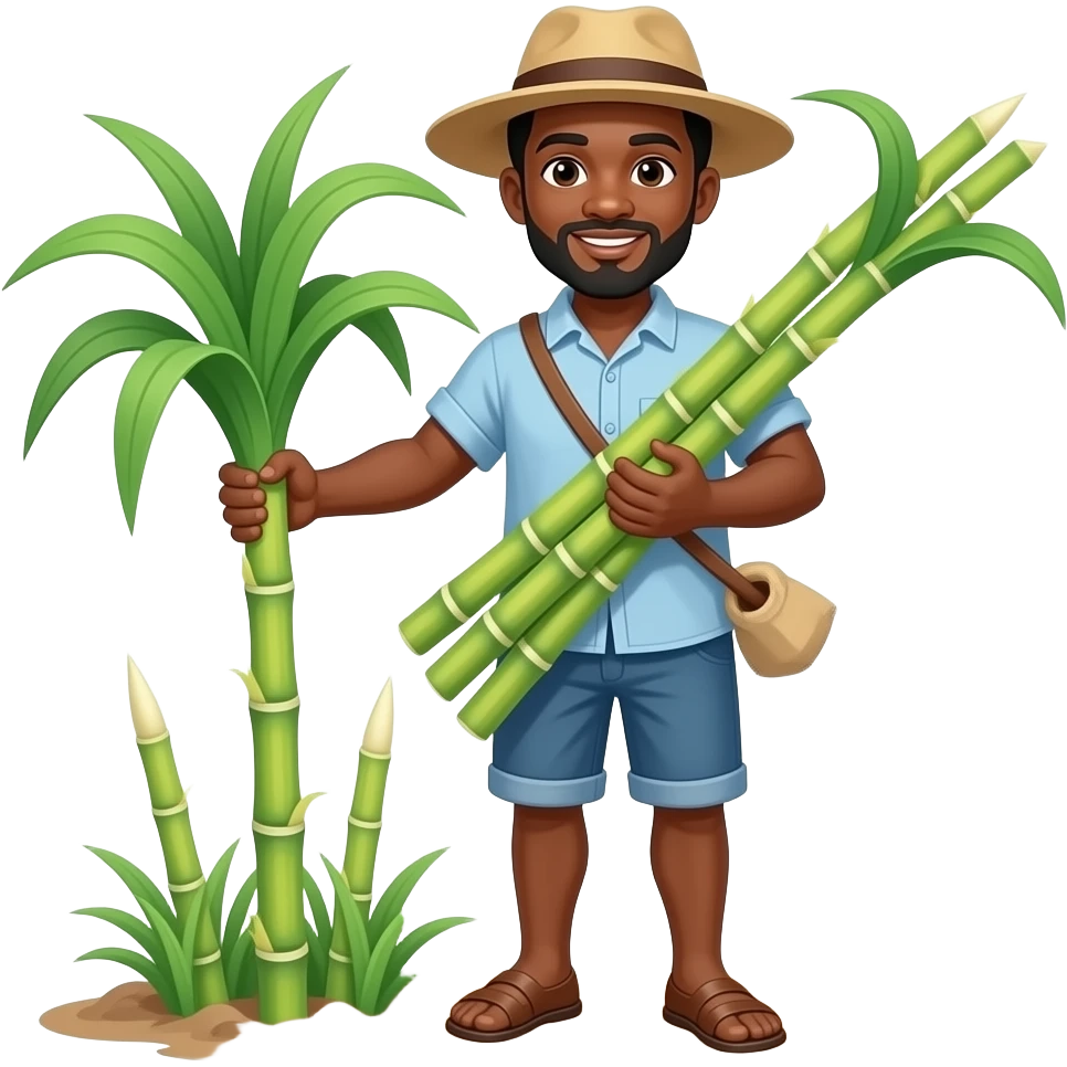 Black slave cultivating sugar cane emoji