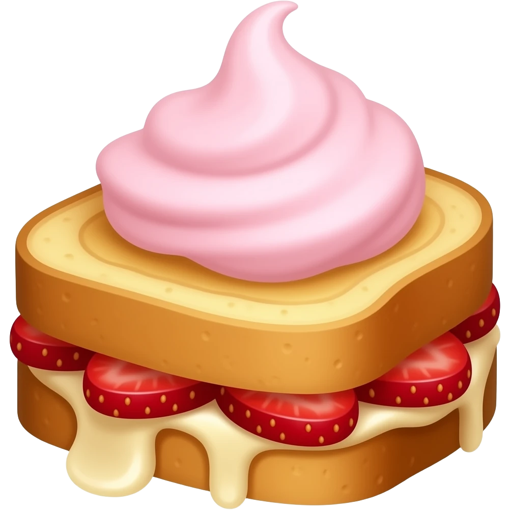 French toast with strawberries and pink whipped cream emoji