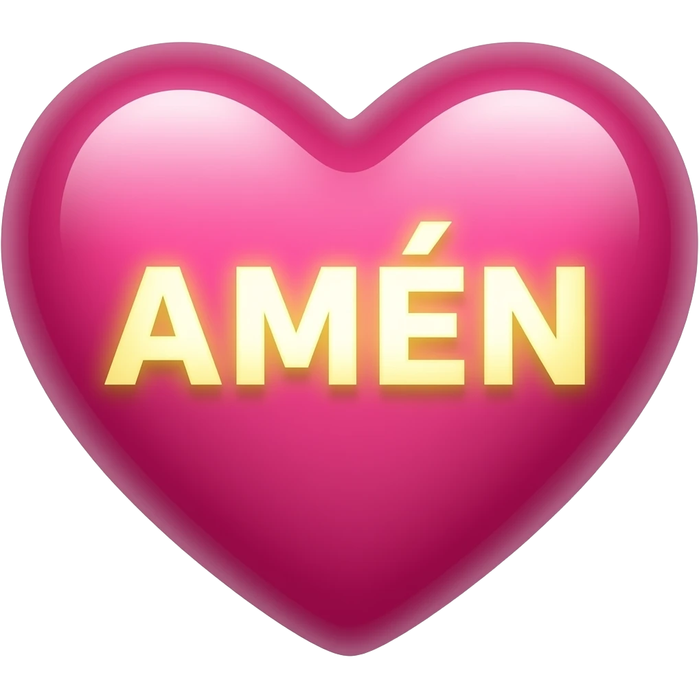 An illuminated heart in the center of which it says "amen" with an accent on the e and in capital letters emoji