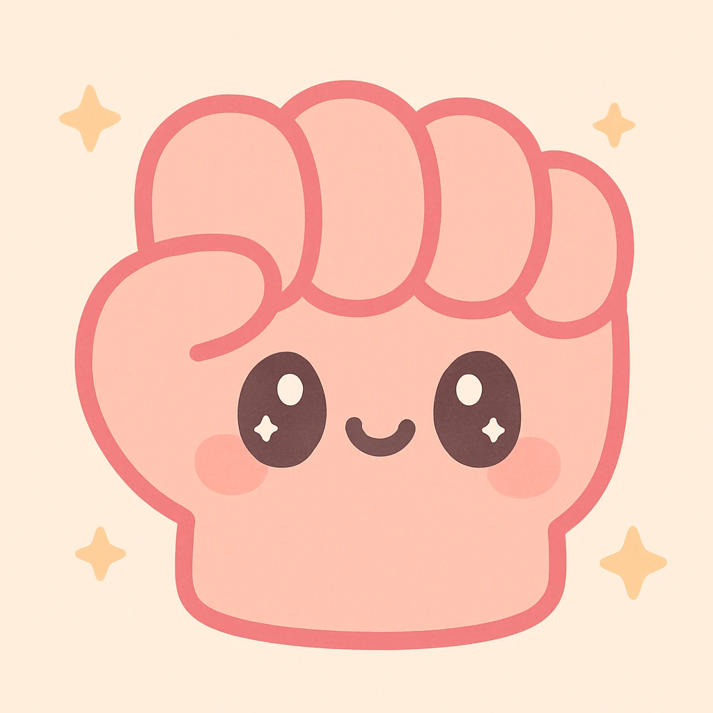 a fist in kawaii style, cute and colorful emoji