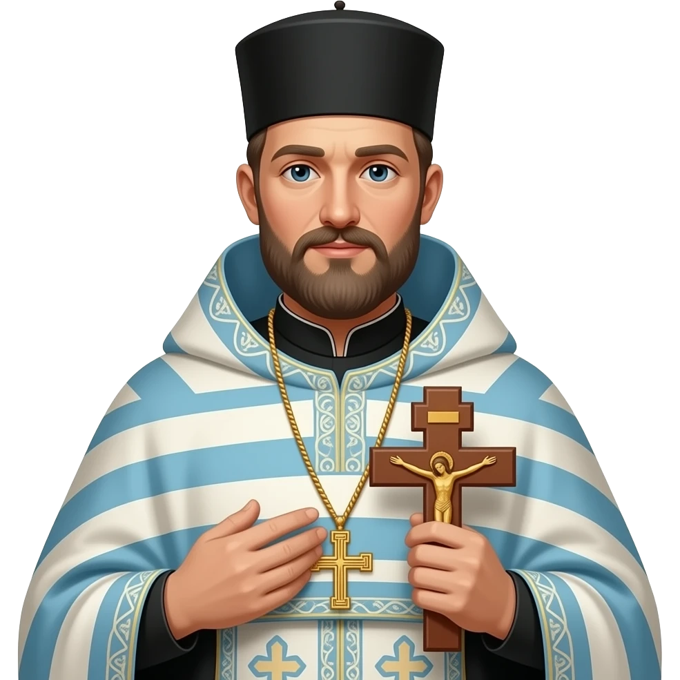 an Orthodox parishioner with an Orthodox cross around his neck emoji