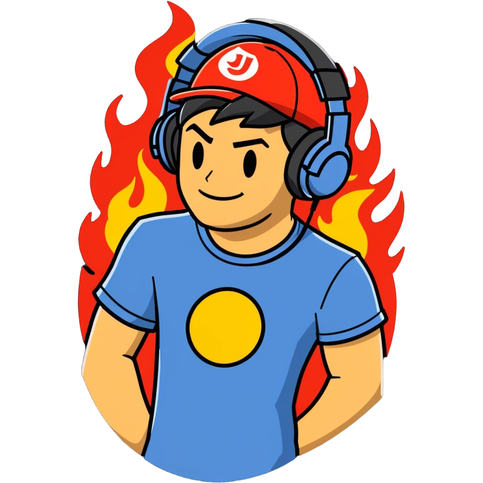 Hot handsomeb muscular 6ft tall smiling happy ash ketchum being a  dj and his music is on fire while kissing a friend emoji