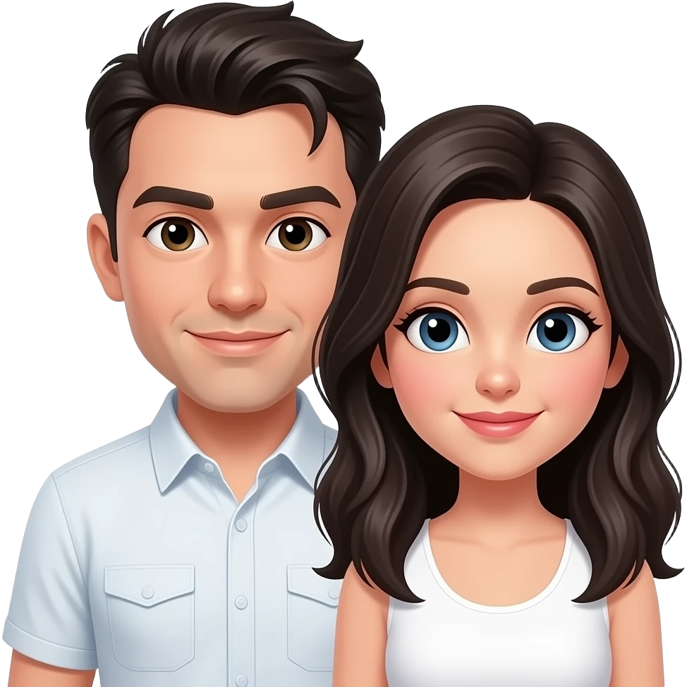 pareja de un chico blanco y una chica morena con cabello negro novios emoji