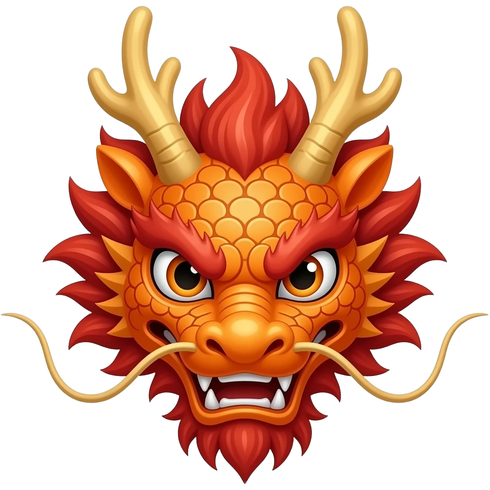 crea la cara de un dragon de china en naranja an red emoji