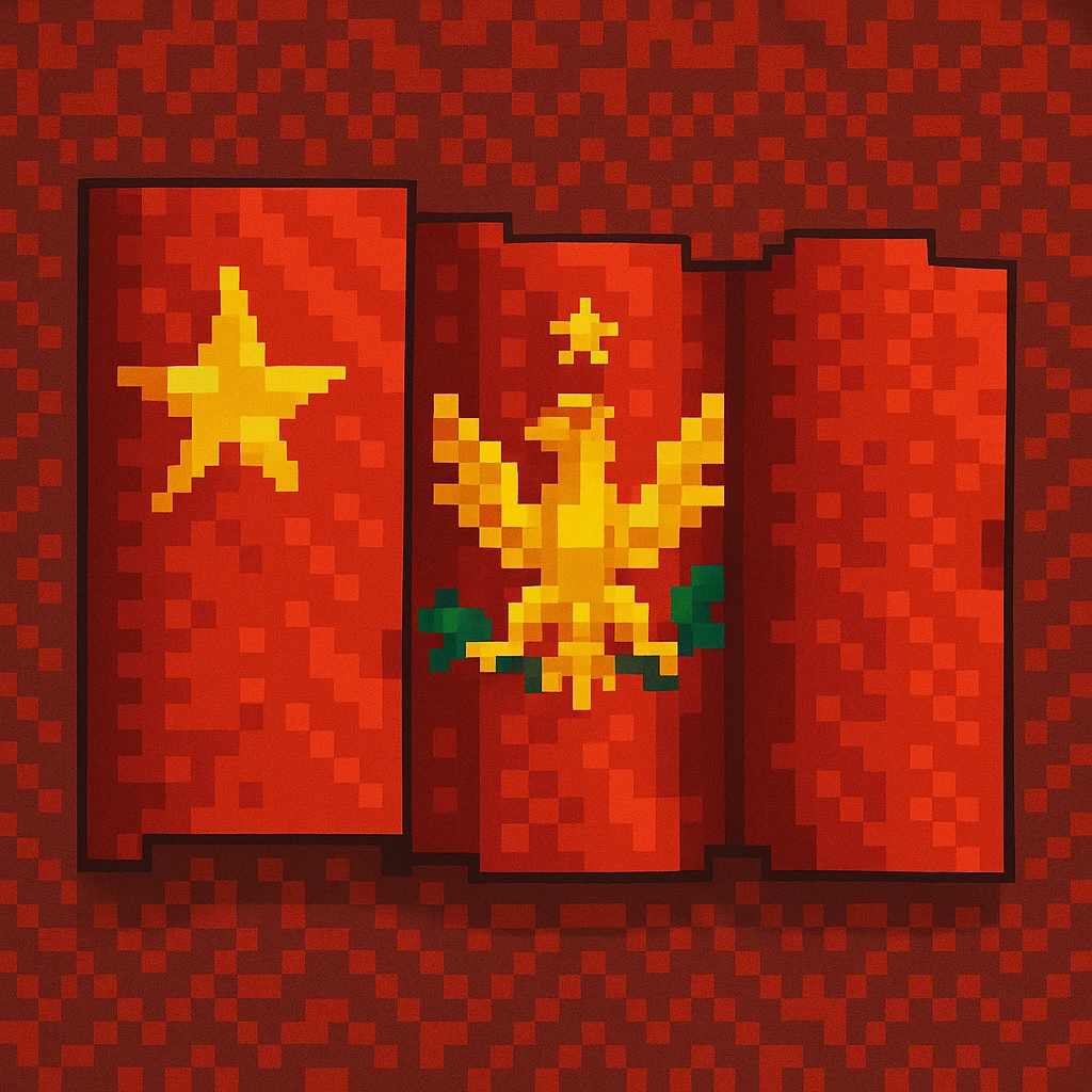 Soviet Union flag in pixel art style with a pattern emoji