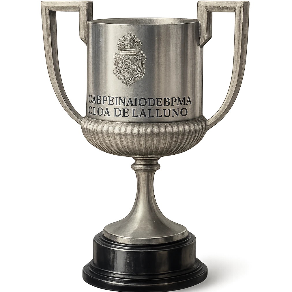 Фотореалистичный и изометричный кубок List of Copa, объемный чуть слегка рисованный стиль, прозрачный фон emoji