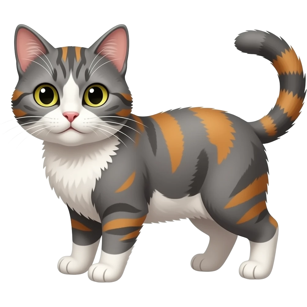 Grey cat, with orange, and white. emoji