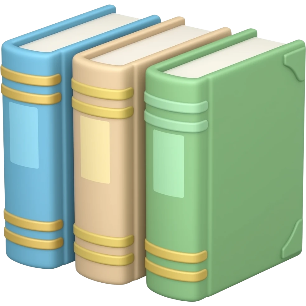 cute books color: blue,beige,and green matcha emoji