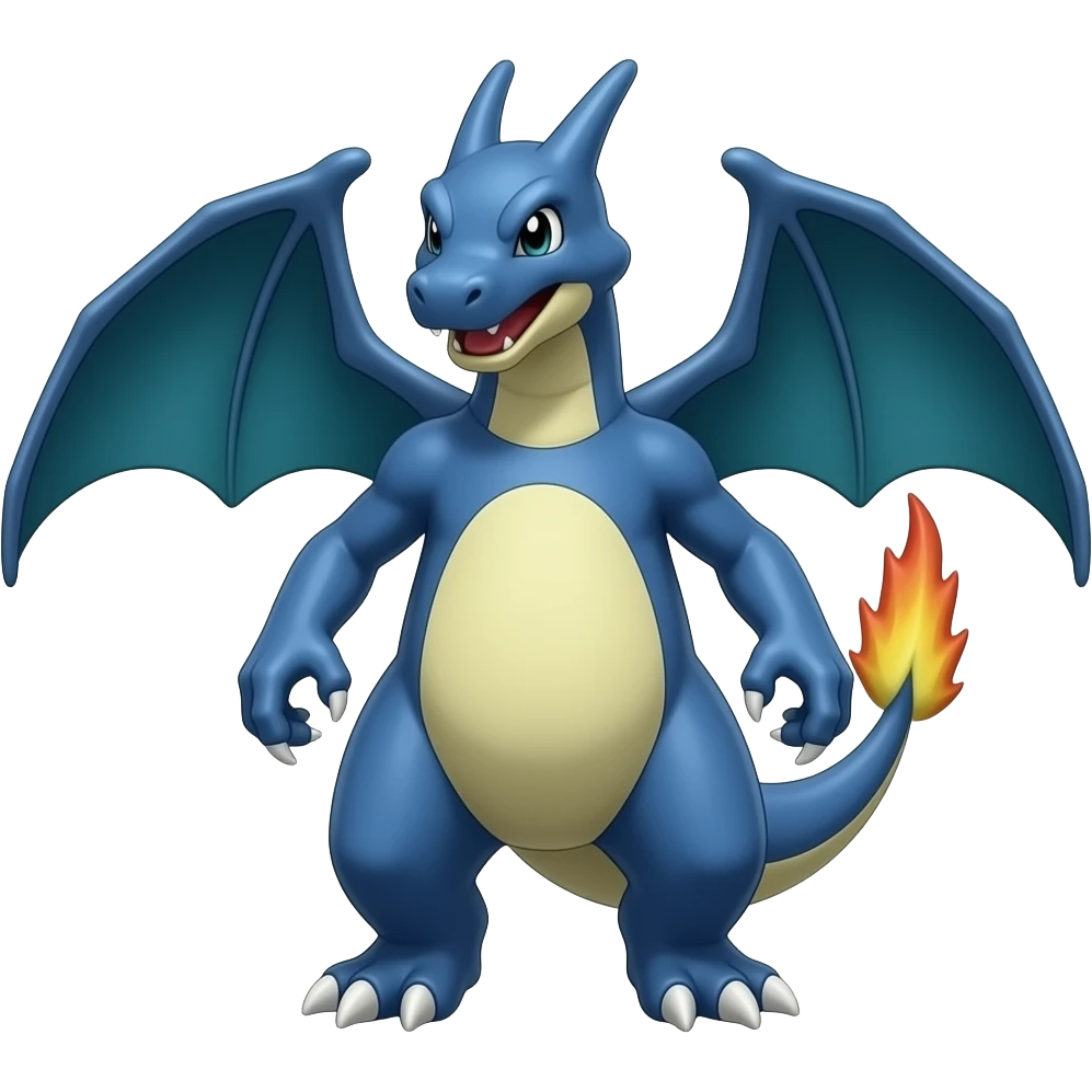 blue Cool edgy Greymon-Charizard-Digimon, full body emoji