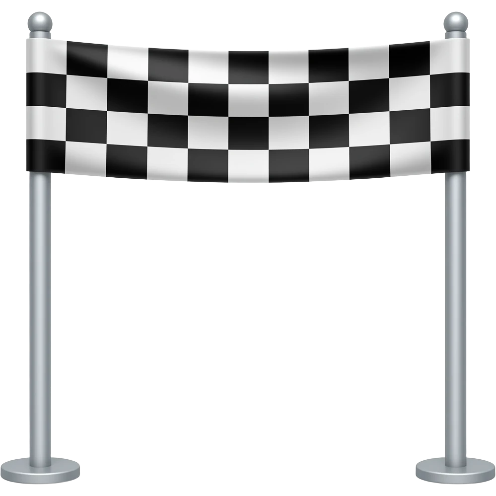 Donne moi un emoji sans texte d'une ligne d'arrivée (deux poteaux avec cases noirs et blanches en haut sur la largeur ) emoji