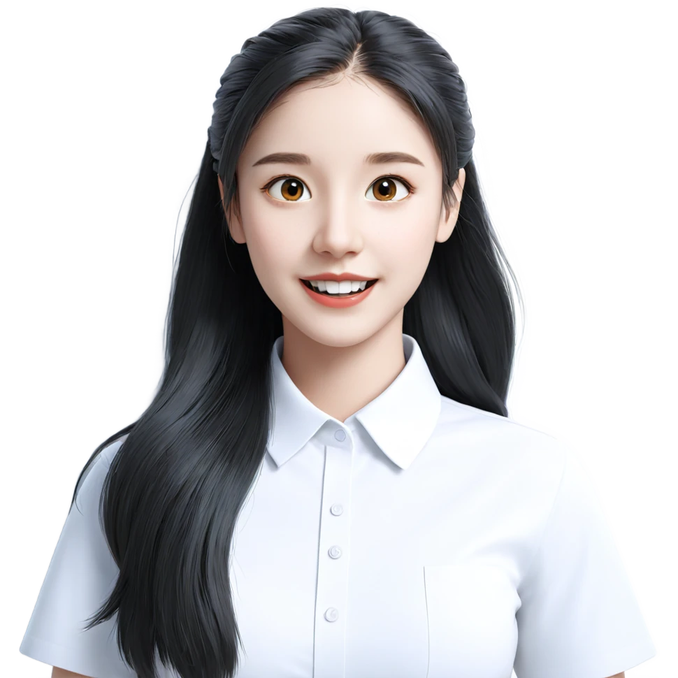 smiling girl in white shirt emoji