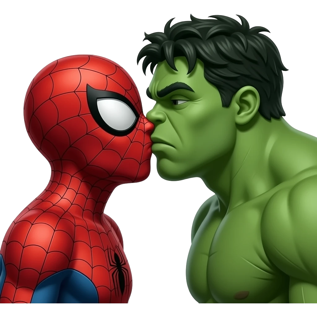 Spider man and hulk   kiss kiss creepy emoji