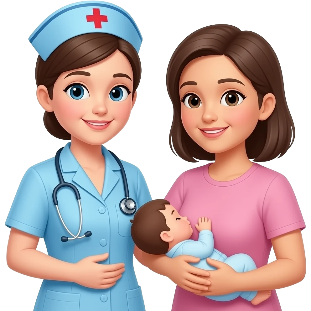 enfermera sin estetoscopio y mama lactando emoji