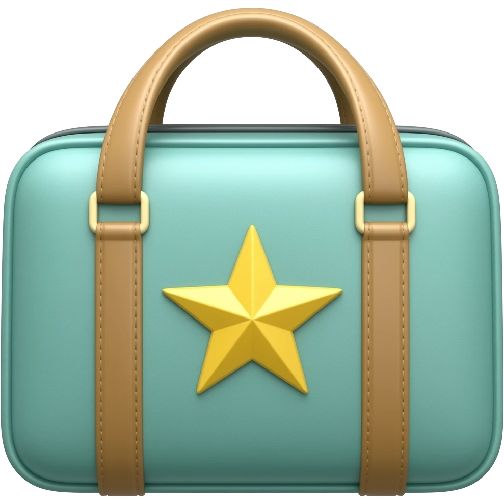 a ligth blue-green lugage who's high and light brown with a star on it emoji