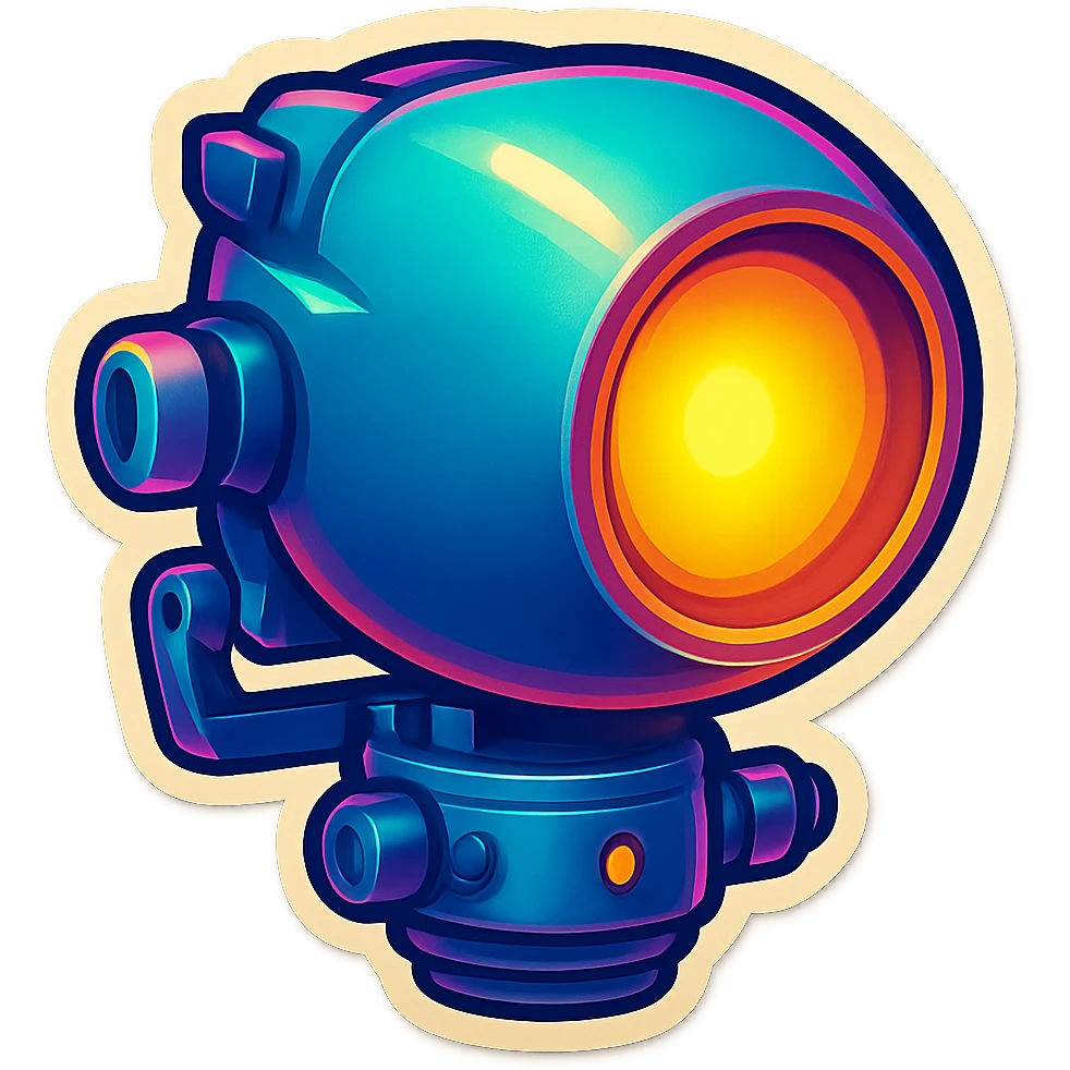 Render this spotlight pointing downward in retro stickers style. emoji
