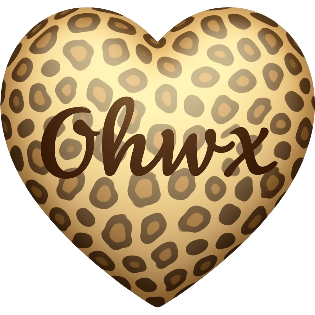 A heart with cheetah print more brown the font emoji
