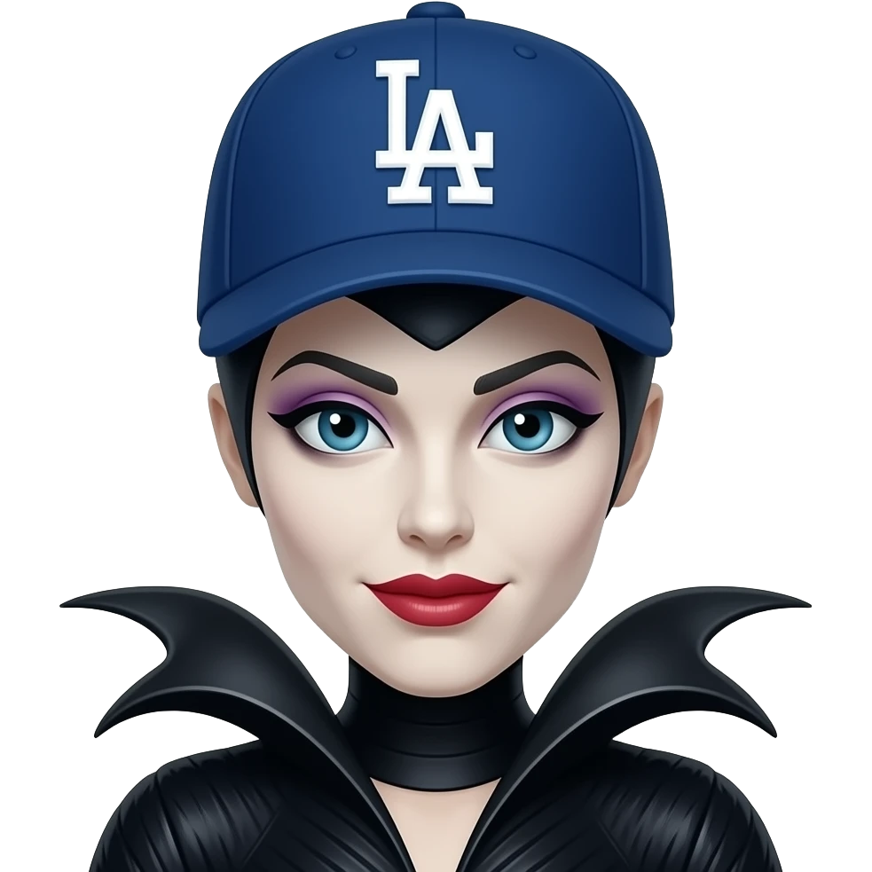 Maleficent wearing a LA Dodgers hat emoji