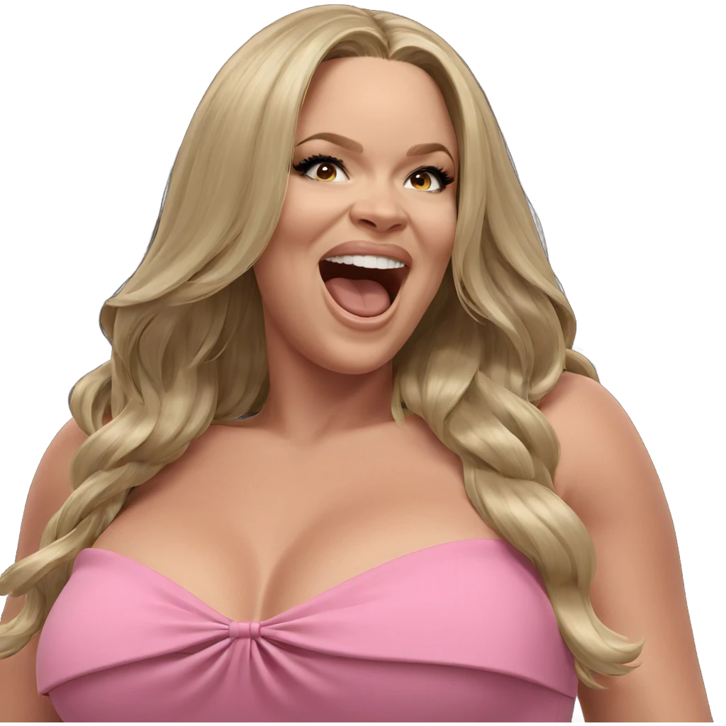 blonde girl smiling in dress emoji