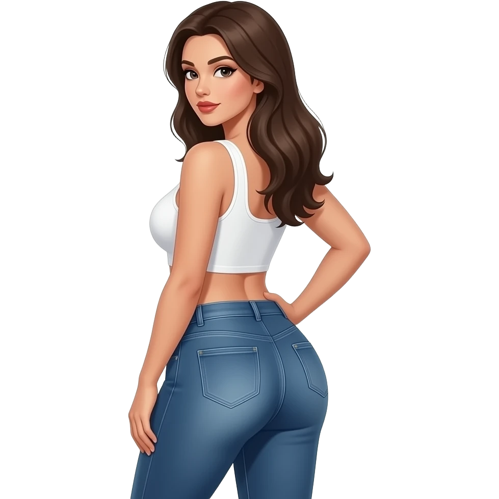 Pretty sexy girl w/ Big booty n boobs  looking  back emoji