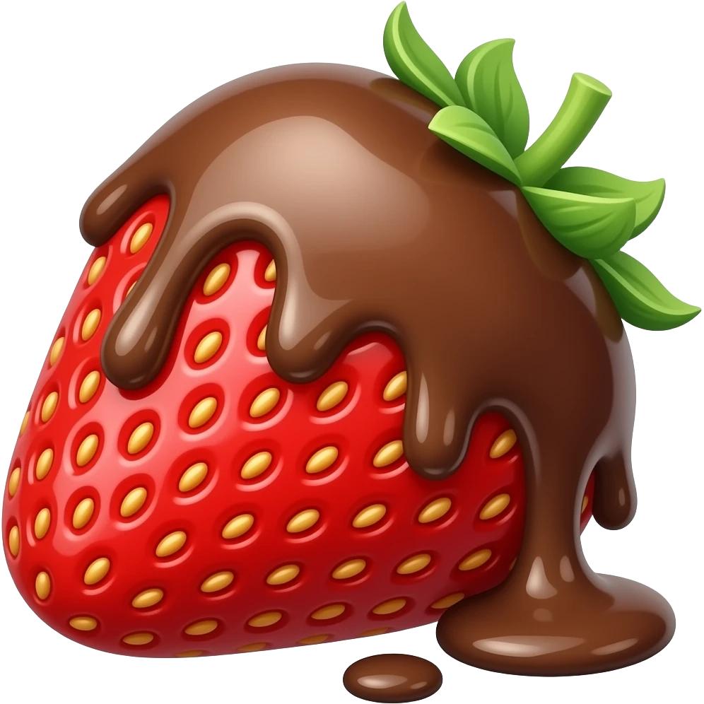 chocolate is flowing onto the strawberries emoji
