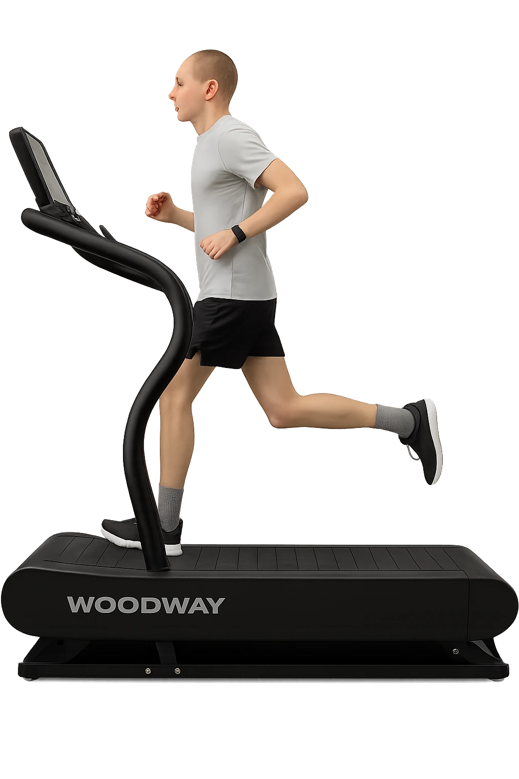 uomo che corre sul tapis roulant ma è secco e senza muscoli. emoji
