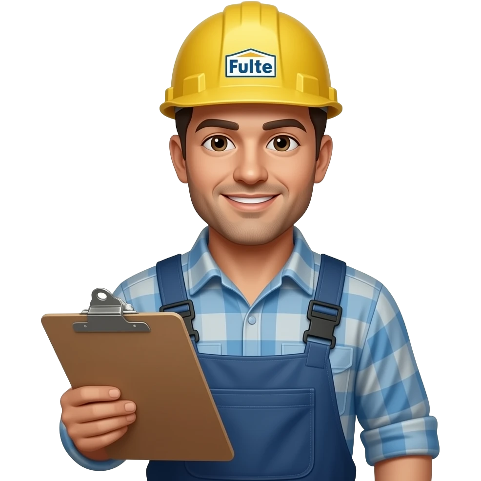 muddy Blue collar worker with clip board and Pulte on his hard hat emoji