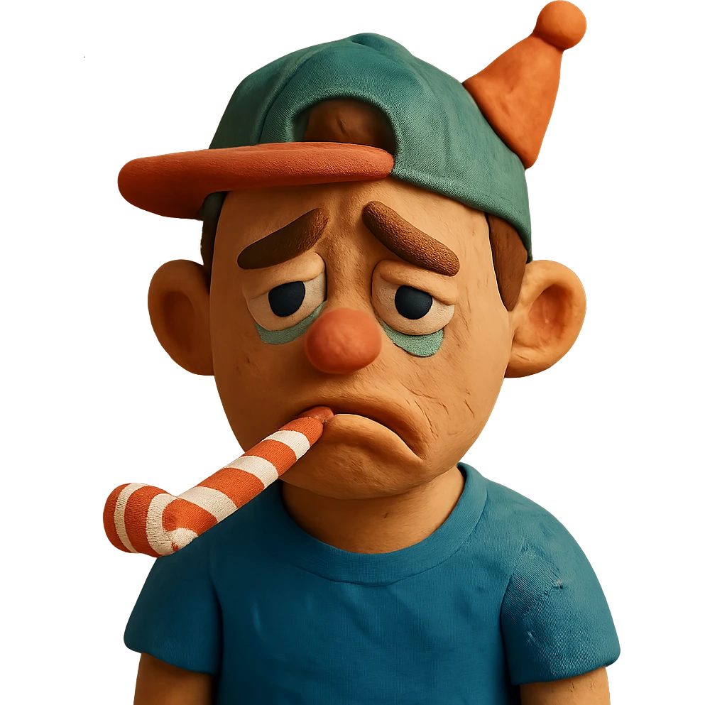 sad party guy with a snapback hat emoji