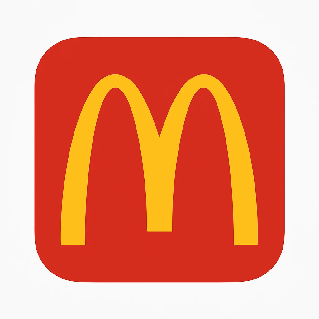 McDonald's logo, bold yellow M on red background, clean and iconic, vector style emoji