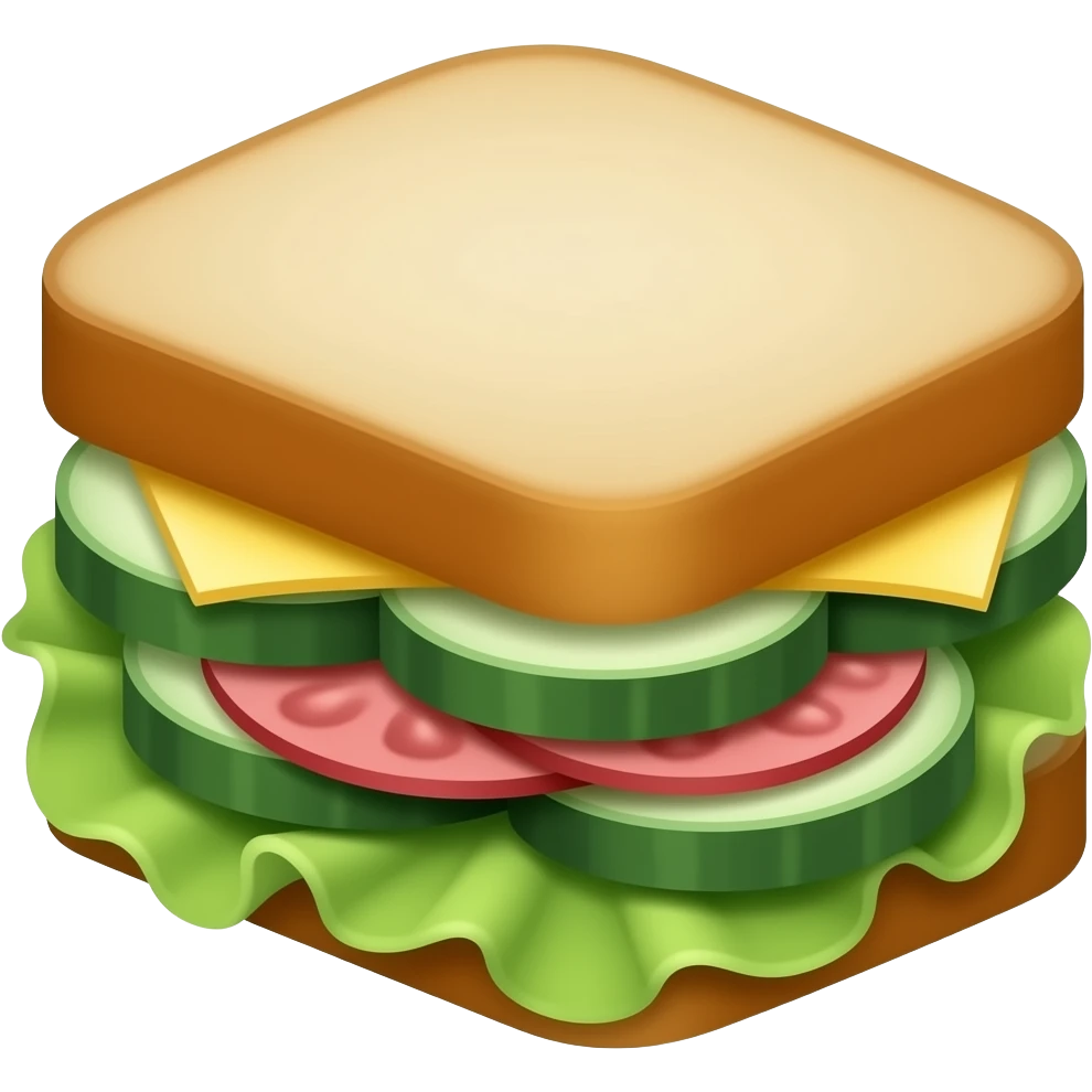 Elegant cucumber and lettuce sandwich emoji