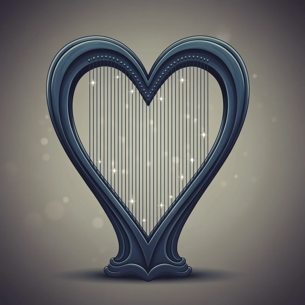 goth heart harp, cute, expressive, minimal emoji