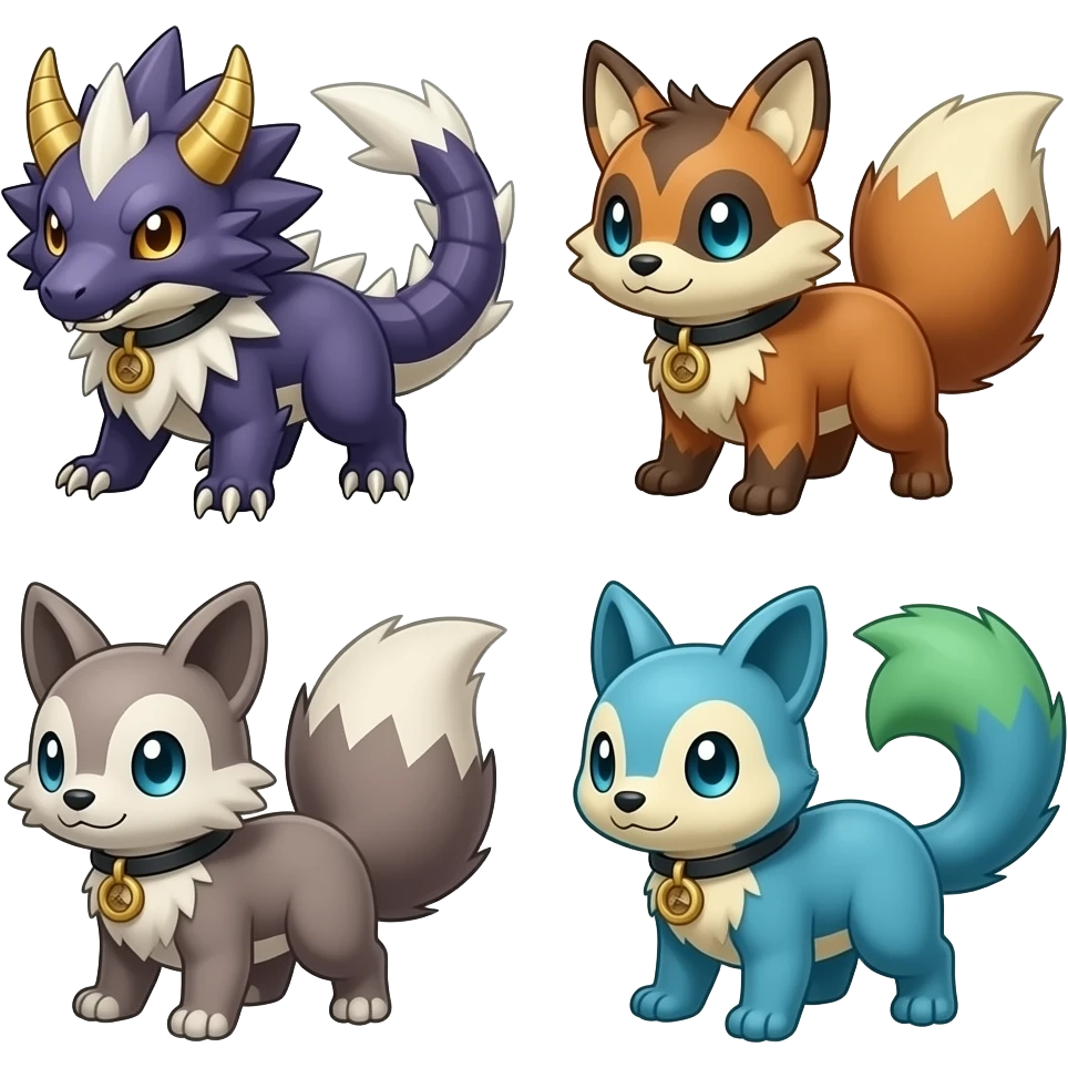 Cool Edgy Nargacuga-Absol-Zangoose-Sneasel-Quilava with a collar on, full body emoji