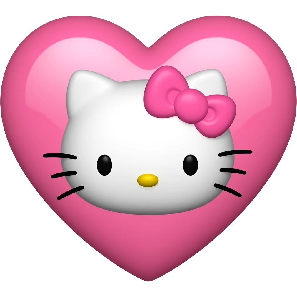 hello kitty's face inide of a pink heart emoji
