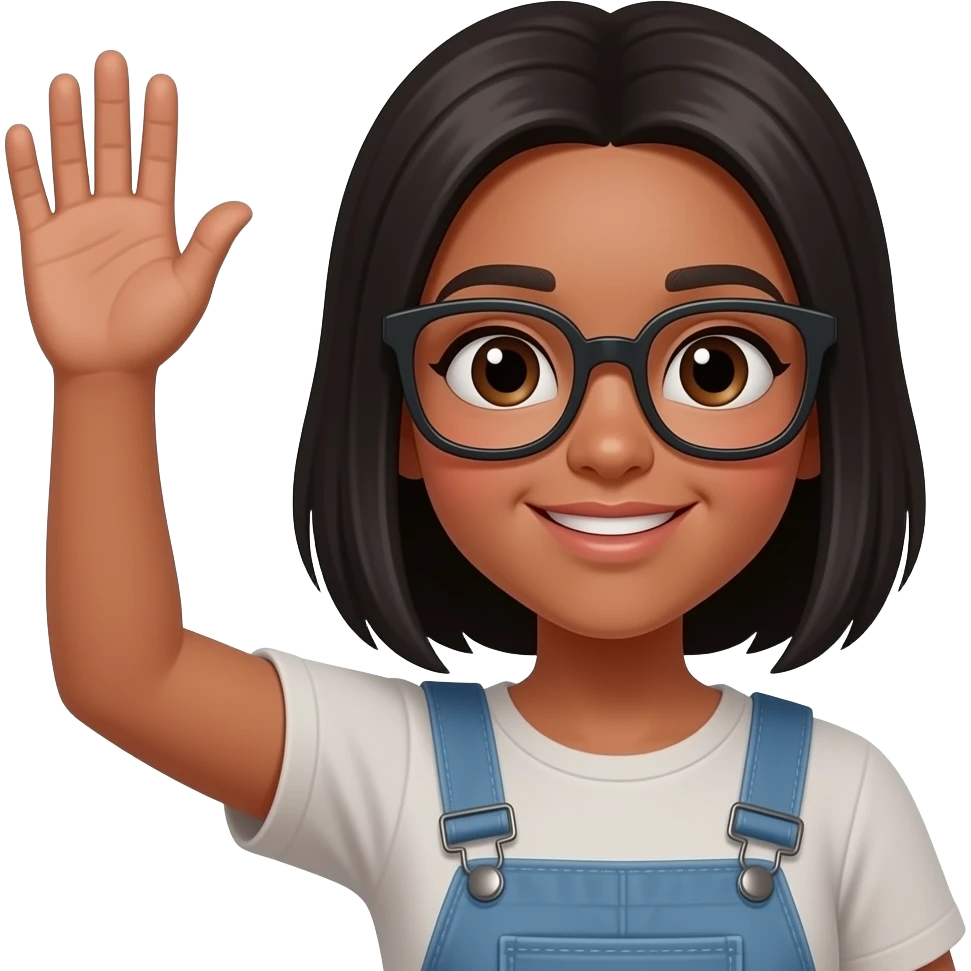 🤓+🙋🏾‍♀️ girl brown skin black hair emoji