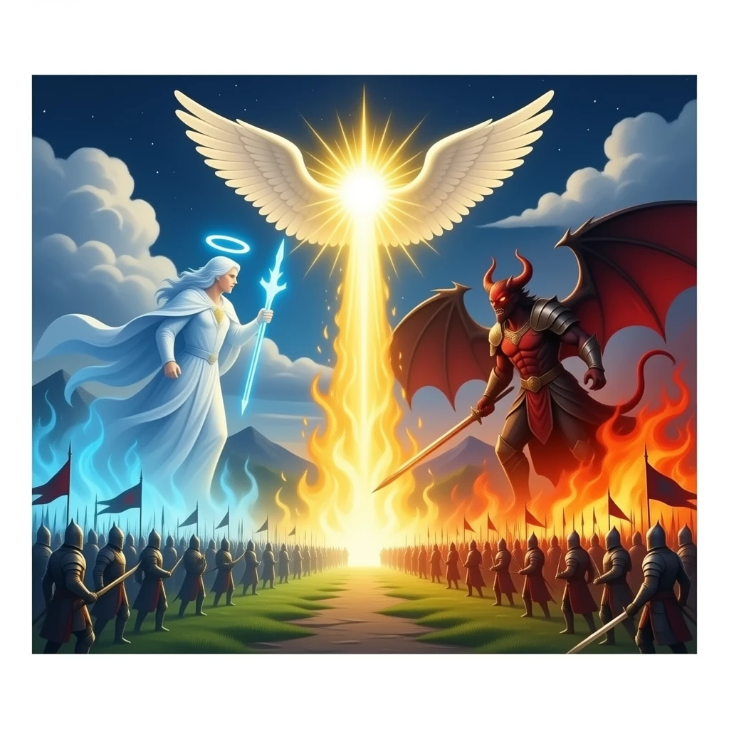 Great War in heaven between good and evil emoji