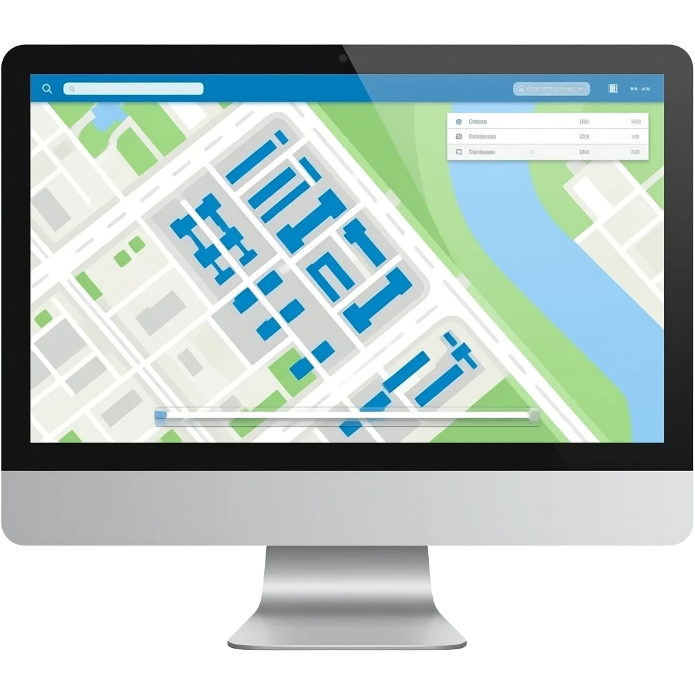 GIS design of office site on computer emoji