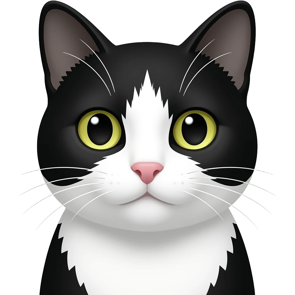 black and white cat head and neck emoji