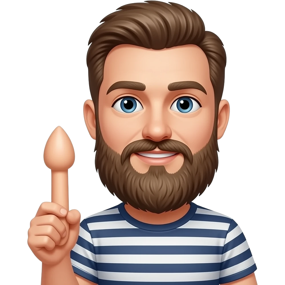 Bearded man holding penis dildo emoji
