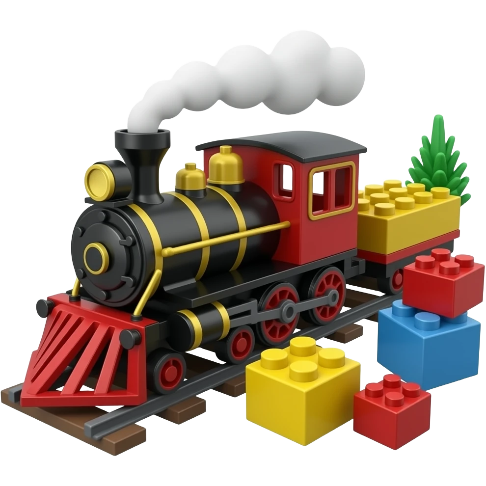 lego blocks are next to the train emoji