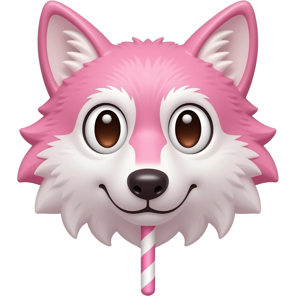 Pink Chocolate wolf face without eyes long lollipop stick emoji