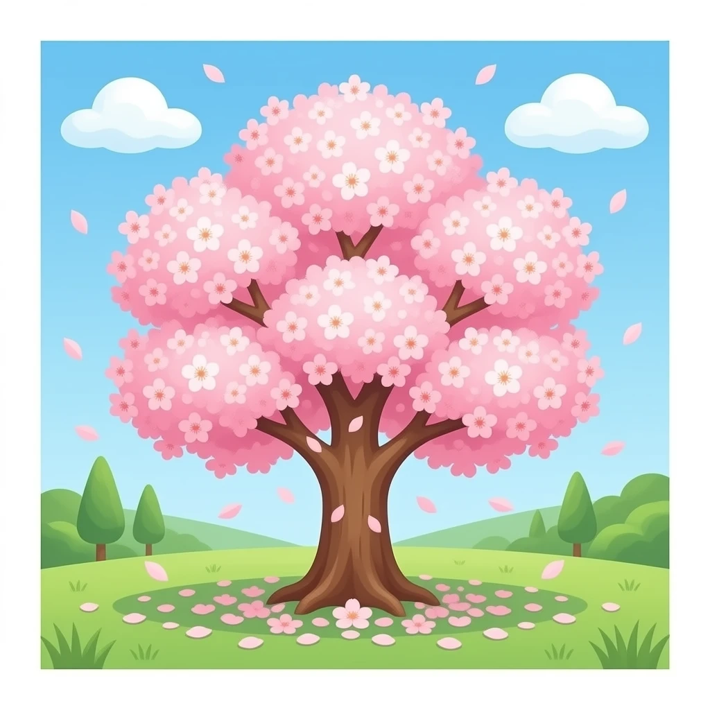 cherry blossom tree falling leaves emoji