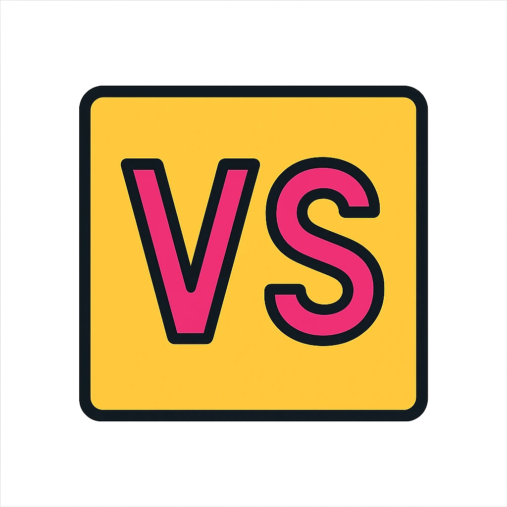 icon with text 'VS' on square background, text clearly visible, suitable for presentation emoji