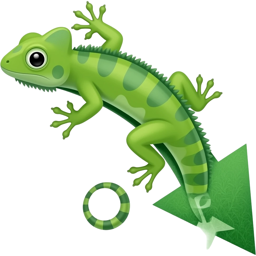 Arrow pointing down in the shape of a lizard emoji